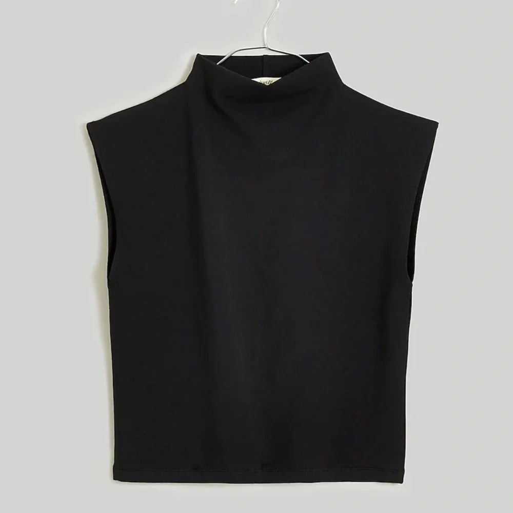 Madewell Black Funnelneck Cropped Muscle Tee Shirt Top Size XS - Picture 6 of 6
